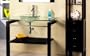 30 Inch Beach Vessel Single Vanity Sink Cabinet with Clear Glass Sink and Top