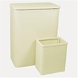Redmon Chelsea Hamper and Matching Wastebasket Collection, Cream