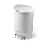 simplehuman deluxe semi-round plastic step trash can - 50L white
