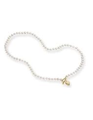 14K Yellow Gold White Freshwater Pearl Heart Toggle Clasp Necklaces