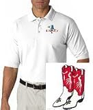 Men's polo shirt with embroidered image of: cowboy boots