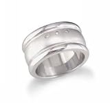 Men's Two-Tone Ring with 3 Round Cut Diamonds by Hot Diamonds Sterling Silver