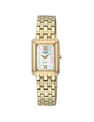 Seiko Womens SUP018 Gold Tone Solar Silver Square Dial Watch