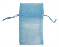 Light Blue Organza Drawstring Gift Bags 4x6 Inch (12 Bags)