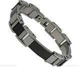 316L Stainless Steel Bracelet with Black Carbon Fiber. Length: 8.5 Width: 8mm