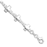 Polished Sterling Silver Cross Link Bracelet