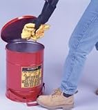 Justrite 14 Gallon Red Oily Waste Can With Foot Lever Opening Device