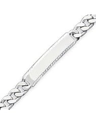 Sterling Silver Polished Diamond-cut Engraveable Curb Link IN Bracelet - 8 Inch