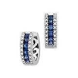 14kt. White Gold, Blue Sapphire and Diamond Fashion Earrings