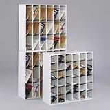 Safco 7766GR Wood Mail Sorter with Adjustable Dividers, Stackable, 36 Compartments, Gray