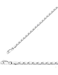 7" 14K White Gold 2.9mm (1/9") Polished Diamond Cut Heart Chain w/ Lobster Clasp