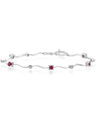 0.17 Cts Diamond & 0.61 Cts Ruby Bracelet in 14K White Gold