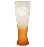 Harley-Davidson® Pilsner Beer Glasses--SET OF FOUR--LIMITED EDITION. Orange frosted glasses with logo. 96843-09V