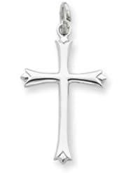 Sterling Silver Fleur de lis Cross Charm
