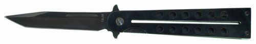 Childrens Toyshop  Sporting Goods : Valor Black Folder w/Circle Pierced Handle w/Black Tanto Blade #3231