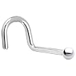 Solid 14KT White Gold 1.5mm Ball Right Nostril Screw Ring - 20 Gauge