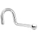 Solid 14KT White Gold 1.5mm Ball Right Nostril Screw Ring - 20 Gauge