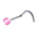 Pink White Striped Ball Nose Ring