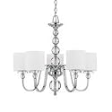 Quoizel DW5005C Downtown 26-Inch One Tier Chandelier With 5 Uplights with White Linen Glass Shade, Polished Chrome Finish