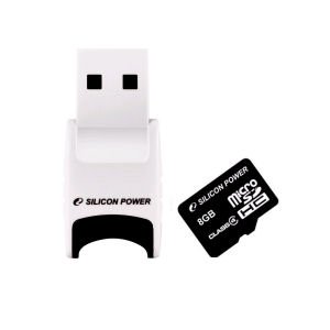 Silicon Power 8GB MICRO SDHC(Class4) CARD + USB カードReader付き