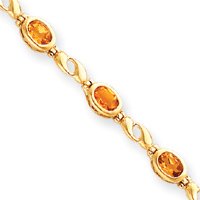 14k Citrine Bracelet - 7 Inch - 6mm - Box Clasp by JewelryWeb