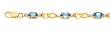 10k Gold, Diamond & Blue Topaz Bracelet- 7 IN (0.03ctw)