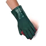 Memphis 6414 Premium Double Dipped Sandy Finish Green PVC Glove with 14 Gauntlet Cuff and Jersey Lining, Size Large , Size Large Sold by the Dozen Pairs