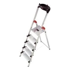 Hailo 8815-001 Alu-Sicherheits-Haushaltsleiter - 5 XXL-Stufen mit Multifunktionsschale