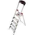 Hailo 8815-001 Alu-Sicherheits-Haushaltsleiter - 5 XXL-Stufen mit Multifunktionsschale
