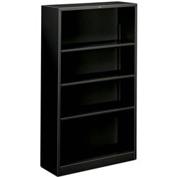 Metal Bookcase, 59 High, Three Adjustable, One Fixed Shelf, Black (HONS60ABCP)