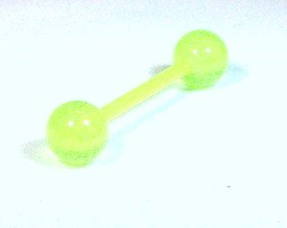 The Stainless Steel Jewellery Shop - Polysafe Flexible UV Glow-in-the-Dark Acrylic Tongue Bar Green