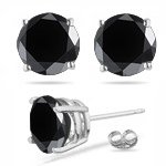 1.50 Cts Round AAA Black Diamond Stud Earrings in Platinum