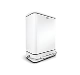 simplehuman Rectangular Steel Bar Step Trash Can, White Steel, 38-Liter /10-Gallon