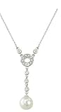 14K White Gold Pearl and Diamond Necklace