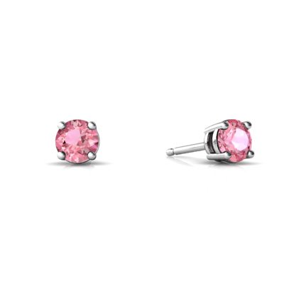 14K White Gold Round Stud Earrings