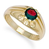 Image of Jewelco London 9ct Solid gold hand finished men's garnet set solitaire Ring