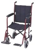 Transport Chairs 327/329 - Permanent Full-Length Arms, Red, 17, Swingaway Footrests