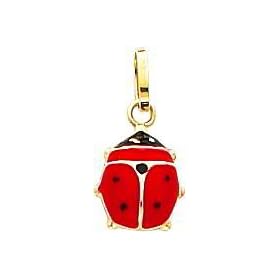 14K Gold Enameled Ladybug Charm