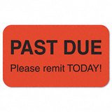 Medical Labels for Past Due, 1-1/2 x 7/8, Fluorescent Red, 250/Roll