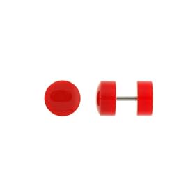 Neon Red Acrylic Fake Plug - 16g Wire - 9mm - Sold as a Pair