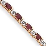 14k Diamond and Ruby Bracelet - 7 Inch - Box Clasp