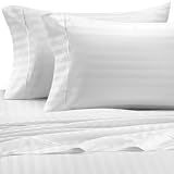 2 Pieces 400 Thread Count White Sateen Stripe Egyptian Cotton