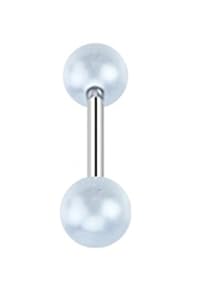 316L Surgical Steel Barbell with Pearlish Coat Acrylic Balls [Jewelry]