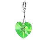 Green Swarovski Crystal Heart Pendant Charm with Sterling Silver Bail