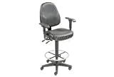 Synchro Leather Operator Stool - 360° Footrest With Armrests