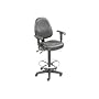 Synchro Leather Operator Stool - 360� Footrest With Armrests