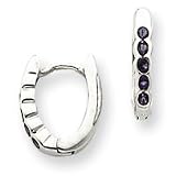 Sterling Silver Amethyst Hinged Hoop Earrings QE3088