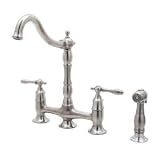 Pegasus/Glacier Bay Lyndhurst Bridge Kitchen Faucet Brushed Nickel 4-Hole Side Sprayer High Arc