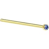 Solid 18KT Yellow Gold (September) 1.5mm Genuine Blue Sapphire Straight Fishtail 3/4 - 20 Gauge