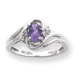 14k White Gold .05ct Diamond and Amethyst Birthstone Ring - JewelryWeb